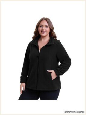 Plus Size Fleece Jacket Zip Up Lightweight Soft Polar Fleece Jacket